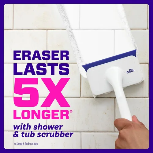 Miniatura 6 de Mr. Clean Borrador mágico para ducha y tina, limpiador de baño, limpiador de baño todo en uno, kit inicial de limón, 1 limpiador y 2 borradores