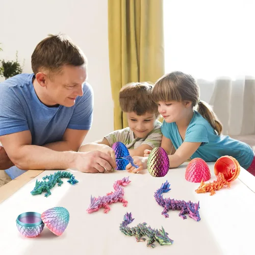 Miniatura 3 de Dxldfks Dragón impreso en 3D con huevo, pequeños huevos de dragón de cristal articulados para cestas de Pascua, decoración del hogar y la oficina