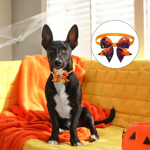 Miniatura 3 de Maitys 40 corbatines de Halloween para perros y gatos, collares básicos de corbatín para cachorros, accesorios para el cuello de gatito, accesorios