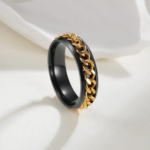 Miniatura 10 de Anillos giratorios para la ansiedad para hombre, anillos clásicos de cadena para mujeres y adultos, anillo de acero de titanio