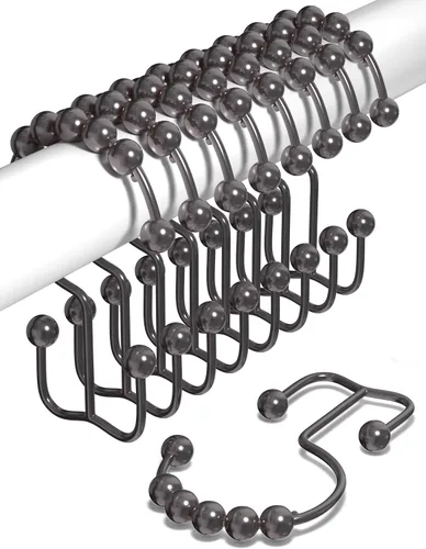 Miniatura 14 de Ganchos para cortina de ducha a prueba de óxido (juego de 12) – Anillos de cortina de ducha de acero inoxidable – Bolas antideslizantes para un