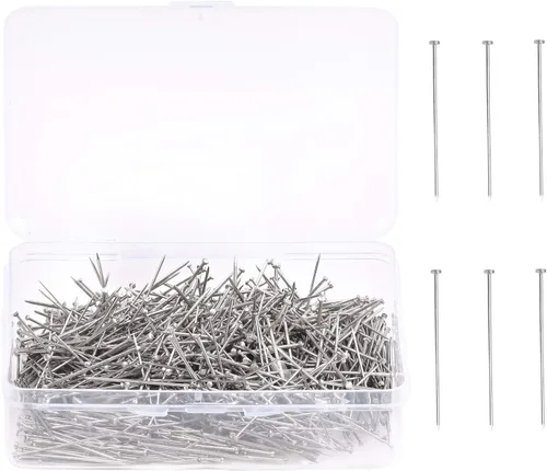 1000 piezas de alfileres rectos finos, alfileres duraderos de acero inoxidable para modista y costura con cajas de plástico, cabeza plana, alfileres