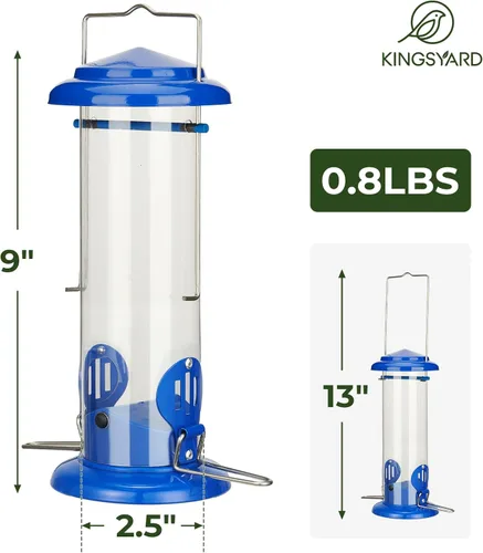 Miniatura 7 de Kingsyard Alimentador para Azulejos Mejorado para Colgar al Aire Libre, Tubo de Metal para Gusanos de la Harina con Percha Ensanchada para Pájaros