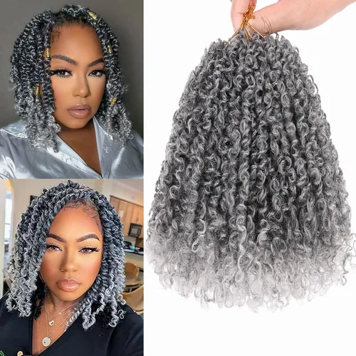 Miniatura 41 de Unionbeauty - Paquete de 8 trenzas de ganchillo Yanky Twist de 6 pulgadas, 8 paquetes, color negro natural, micro Passion Twist, extensiones