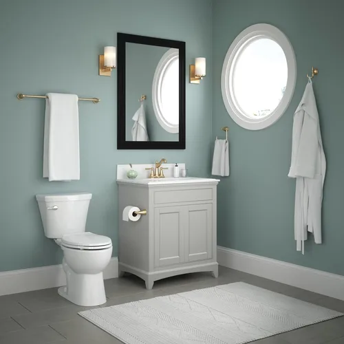 Miniatura 3 de Delta Mylan MYN64-CZ - Juego de 4 toallas de baño de bronce champán de 18 pulgadas, soporte para papel higiénico, soporte para toallas de mano