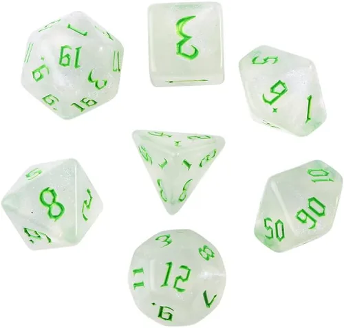 Juego de 7 dados poliédricos DND de resina, juego de mesa de escritorio, juego de mesa para juegos de rol, mazmorras y dragones, país de las Verde
