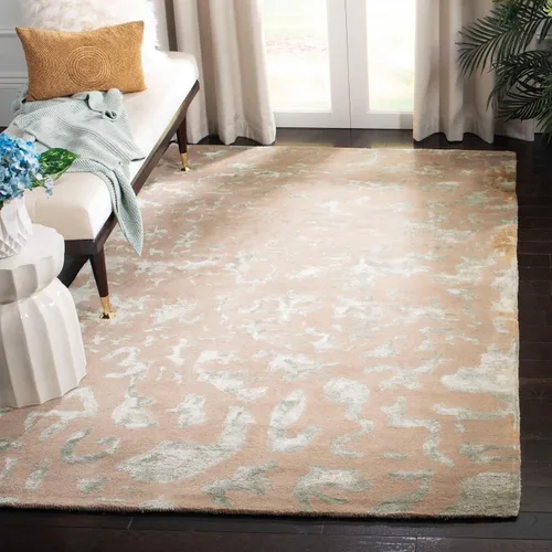 Miniatura 9 de SAFAVIEH Soho Collection SOH525B - Alfombra cuadrada de lana de primera calidad, hecha a mano, color gris topo y azul claro, 6 pies Gris pardo/azul