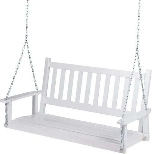 Miniatura 8 de Shine Company Maine - Columpio para porche de madera para exteriores de 54 pulgadas con cadenas, banco colgante, 4.5 pies, color negro