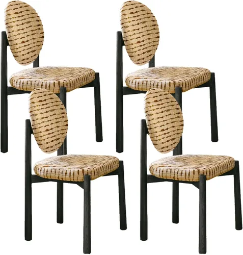 Miniatura 31 de Upholstered Dining Chairs with Fabric/Plush Cushion, Wooden Dining Room Chair Set of 1/2/4, Kitchen Chair for Living Room Balcony Black+brown
