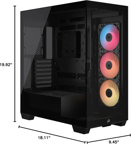 Miniatura 9 de Caja de PC CORSAIR 3500X RS-R ARGB de torre media – 3 ventiladores ARGB RS120-R preinstalados, brazo anti-hundimiento para GPU, compatible con hasta