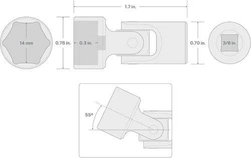 Miniatura 6 de TEKTON Encastre de 3/8 pulgadas x 0.551 in Zócalo de junta universal de 6 puntos poco profundo SHD18114