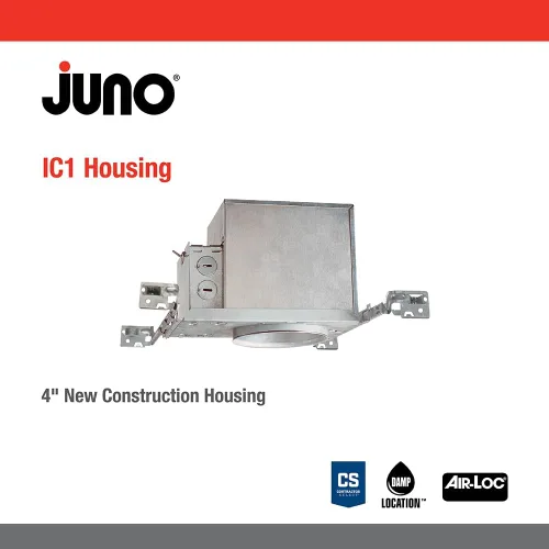 Miniatura 3 de Juno - Carcasa de luz de techo incandescente de 4 pulgadas para construcción nueva, luz empotrada con clasificación IC con perchas ajustables