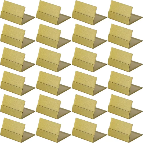 Miniatura 6 de OMISTAR 24 portatarjetas de latón – Portatarjetas de mesa de latón dorado de acero inoxidable, soportes de exhibición de tarjetas en forma de L