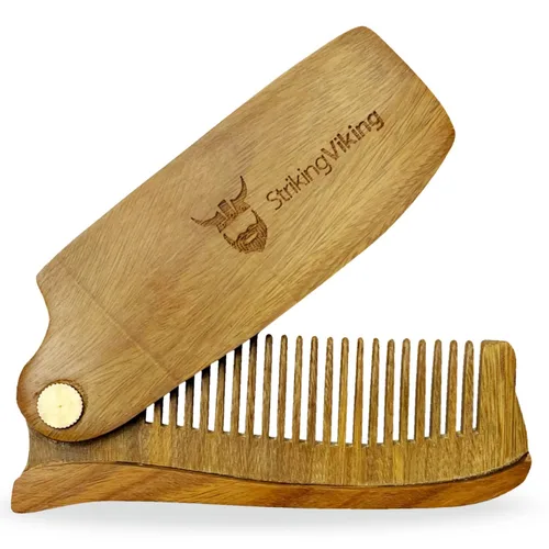 Miniatura 4 de Striking Viking – Peine de madera plegable ideal para cabello y barba, peine de madera antiestática para hombres Peine plegable - Grande