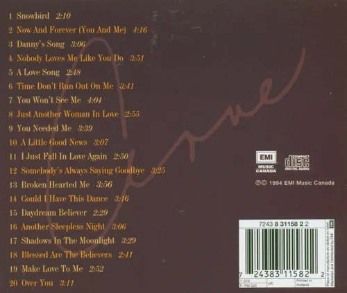 Miniatura 2 de The Best So Far - ANNE MURRAY - OUT-OF-IMPRES, edición estadounidense Her 20 Greatest Hits : 1. Snowbird, 2. Ahora y para siempre tú y yo 3. La