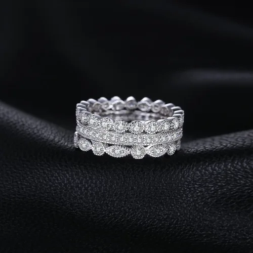 Miniatura 3 de JewelryPalace Anillos de plata de ley 925 chapados en oro de 14 quilates para mujer, anillos de promesa de circonita cúbica para ella, anillos
