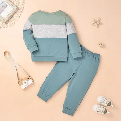 Miniatura 46 de Ropa de otoño e invierno para bebé, trajes de niño pequeño, sudadera de manga larga, sudadera de retazos y pantalones, 2 piezas, 12 meses a 5 años