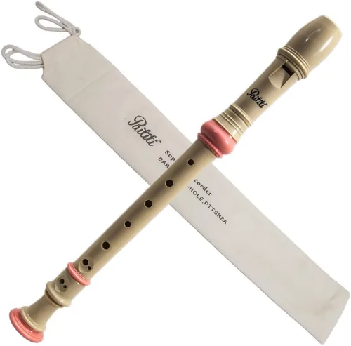 Miniatura 7 de Flauta dulce Paititi Soprano de 8 orificios con varilla de limpieza + gráfica de dedos + estuche para instrumento de música, Cremoso, Estándar
