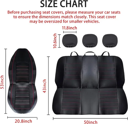 Miniatura 9 de TOYOUN Juego completo de fundas clásicas universales de cuero PU para asiento de automóvil, se ajustan a la mayoría de automóviles, camiones, SUV