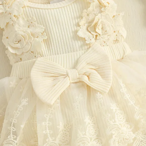 Miniatura 75 de Mubineo Ropa de verano para bebé niña, sin mangas, encaje floral, vestido de mameluco para recién nacido