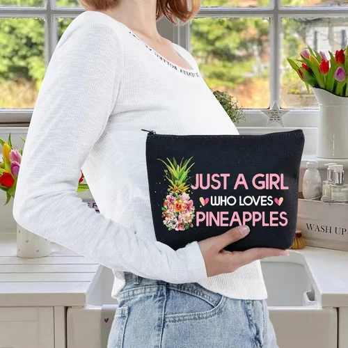 Miniatura 6 de LEVLO Bolsa de cosméticos divertida de piña, regalo para amantes de la fruta, piñas, cremallera, bolsa de piñas, regalo para amantes de las piñas