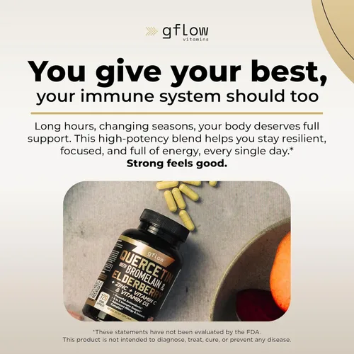 Miniatura 5 de gflow vitamins Quercetina con bromelina zinc vitamina C vitamina D saúco - 120 cápsulas vegetarianas, sin OMG, sin gluten, suplemento de apoyo