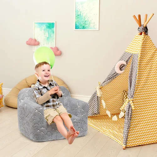 Miniatura 5 de ALIMORDEN Silla de Espuma Ultra-Suave para Acurrucarse para Niños, con Patrón de Fósiles de Dinosaurios que Brillan en la Oscuridad, Sofá de Lectura