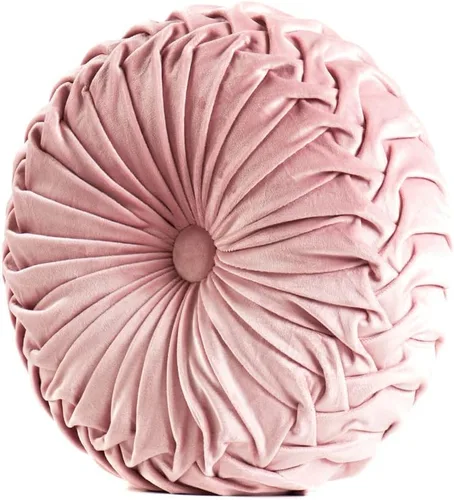 Miniatura 7 de MOJUN Almohada de terciopelo redonda, plisada, rellena, almohada decorativa para el hogar para sofá, silla, cama, automóvil, suelo