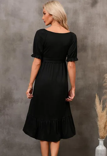 Miniatura 3 de Vestido de maternidad midi cuello en V cuello en V manga corta ropa para mujer embarazada