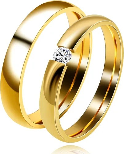 Miniatura 3 de Uloveido Y643 - Bandas de compromiso de boda de 0.118in y 0.157in de color dorado