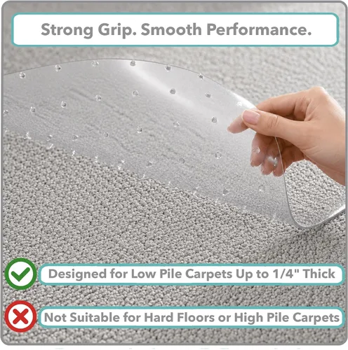 Miniatura 2 de WorkOnIt Tapete para silla de oficina, 30 x 48 pulgadas, tapete transparente para silla de escritorio para alfombra de pelo bajo, protector de piso