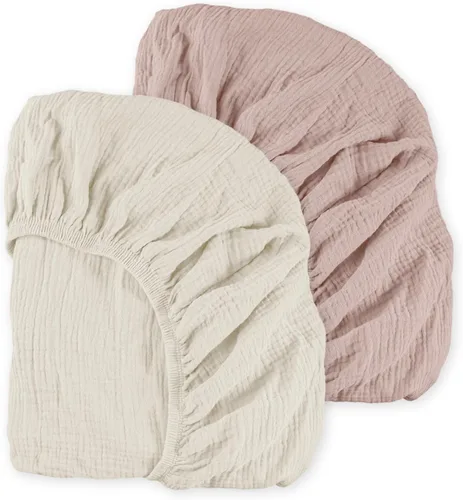 Miniatura 25 de Sábanas bajeras de muselina para moisés, paquete de 2 para bebé niño y niña, juego de sábanas suaves, transpirables y elásticas para bebé/colchón
