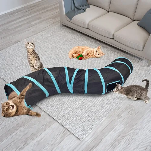 Miniatura 4 de Bemodst Túneles plegables para gatos, laberinto interactivo de 2/3/4/5 vías para gatitos, conejos, hurones Tipo S de 2 vías