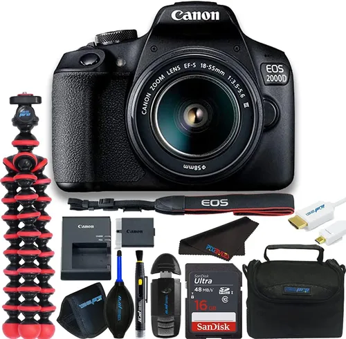 Canon EOS 2000D / Rebel T7 Cuerpo de cámara digital SLR con lente EF-S 0.709-2.165 in f/3.5-5.6 lente Kit de 3 lentes DSLR + paquete básico