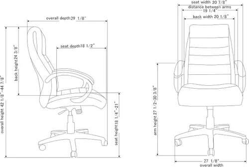 Miniatura 2 de Lorell Silla de cuero negro con respaldo alto de lujo