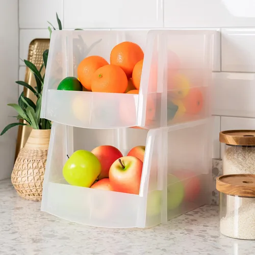 Miniatura 4 de IRIS USA Contenedores de almacenamiento de plástico transparentes apilables, X Grande - Paquete de 4, Organizador de cocina, despensa, armario