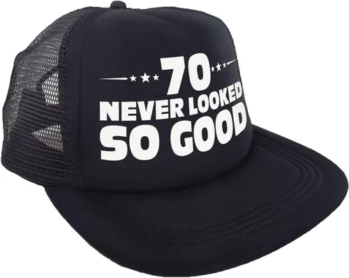 Sterling James Co. Gorro de camionero con la novedad 70 Never Looked So Good, regalos divertidos de 70 cumpleaños para él o ella, decoraciones y