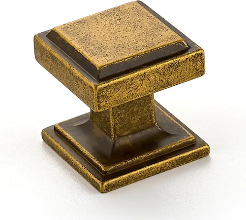 Ravinte Paquete de 20 pomos cuadrados de latón antiguo para gabinetes de cocina, tiradores de cajones sólidos de zinc, manijas de gabinete de granja