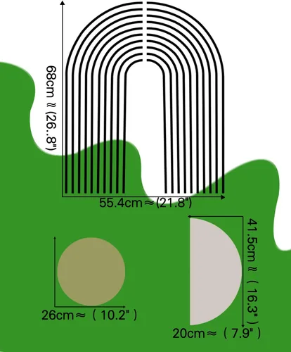 Miniatura 4 de Arte de pared abstracto de arco – Adhesivo de pared de arco iris, calcomanías modernas para despegar y pegar para dormitorio, sala de estar, oficina