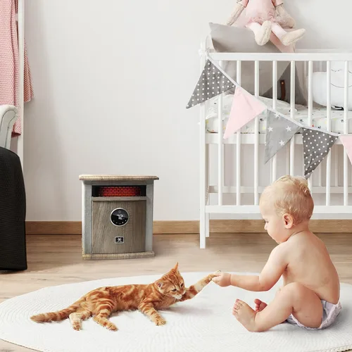 Miniatura 6 de Heat Storm - Calentador eléctrico de espacios, portátil, 1500 vatios, gabinete, elemento de cuarzo infrarrojo con termostato digital, control Beige
