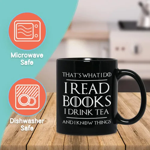 Miniatura 2 de Bubble Hugs Book Lover - Taza de café de 11 onzas, color negro, para leer libros, beber, té, lectura de té, sé cosas, adicto al libro, escritor
