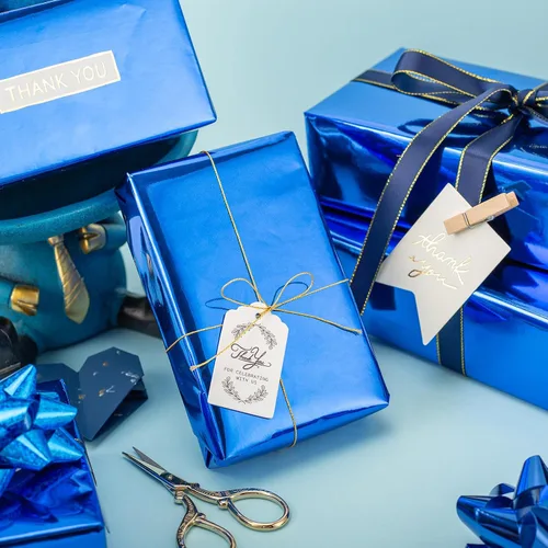 Miniatura 2 de Homeral Rollo de papel de regalo Jumbo de 30 pulgadas x 32.8 pies, color azul rey metálico para Navidad, cumpleaños, vacaciones, boda, baby shower