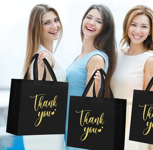 Miniatura 4 de Sweetude 30 Piezas Bolsas de Regalo de Agradecimiento con Asas a Granel Bolsa de Dulces Reutilizable No Tejida Plegable Bolso de Mano para Regalos