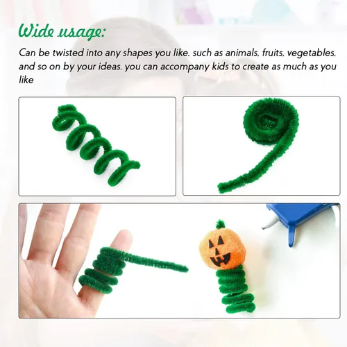 Miniatura 3 de Limpiadores de pipas para manualidades, 200 unidades, color verde oscuro, 0.23" x 12" pulgadas, de felpa de Navidad, tallos de chenilles, limpiador