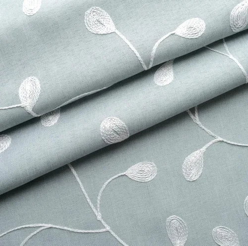 Miniatura 6 de Miuco - Cortinas con ojales de lino sintético, semitransparentes, bordadas con flores, para sala de estar Espuma de mar