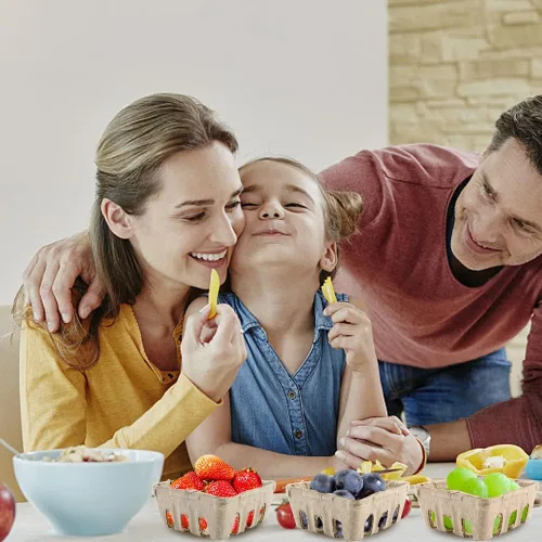 Miniatura 7 de Vmiapxo Paquete de 50 cestas de fibra de pulpa natural, cestas de productos para pequeños agricultores, contenedor de bayas ventiladas para fresa