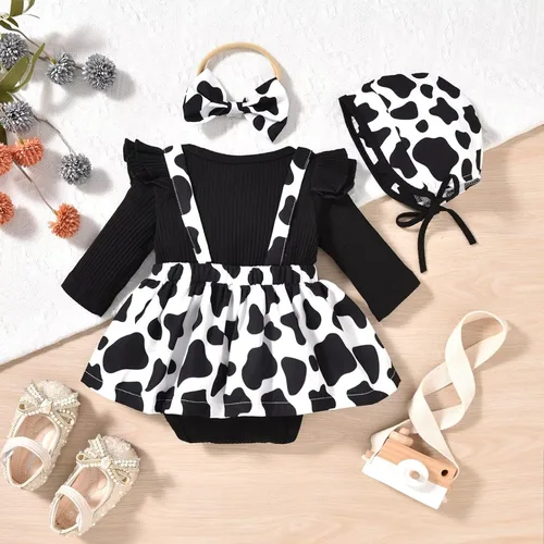 Miniatura 46 de Unutiylo Ropa de bebé recién nacida prematura con tirantes, traje de otoño e invierno, traje de manga larga con volantes