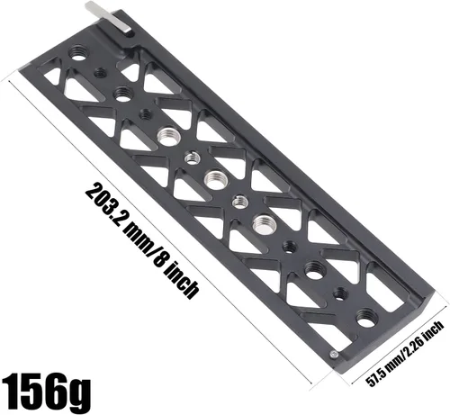 Miniatura 3 de FocusFoto Placa de puente de cola de milano de 8 pulgadas, placa base de trípode inferior, soporte de placa base ligera para Tilta Standard Camera