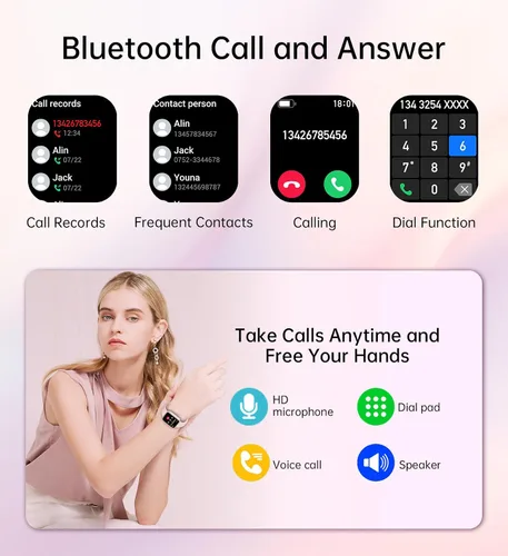 Miniatura 2 de Reloj inteligente para mujeres y hombres (respuesta/hacer llamadas), monitor de fitness, pantalla HD de 1.83 pulgadas con monitor de frecuencia