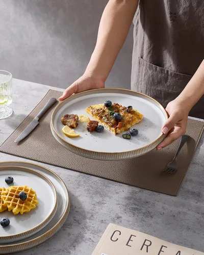 Miniatura 2 de famiware Star Platos de Ensalada para 6, Juego de Platos de 8 Pulgadas, Vajilla de Gres, Platos Pequeños para Postre, Ensalada, Aperitivo, Blanco